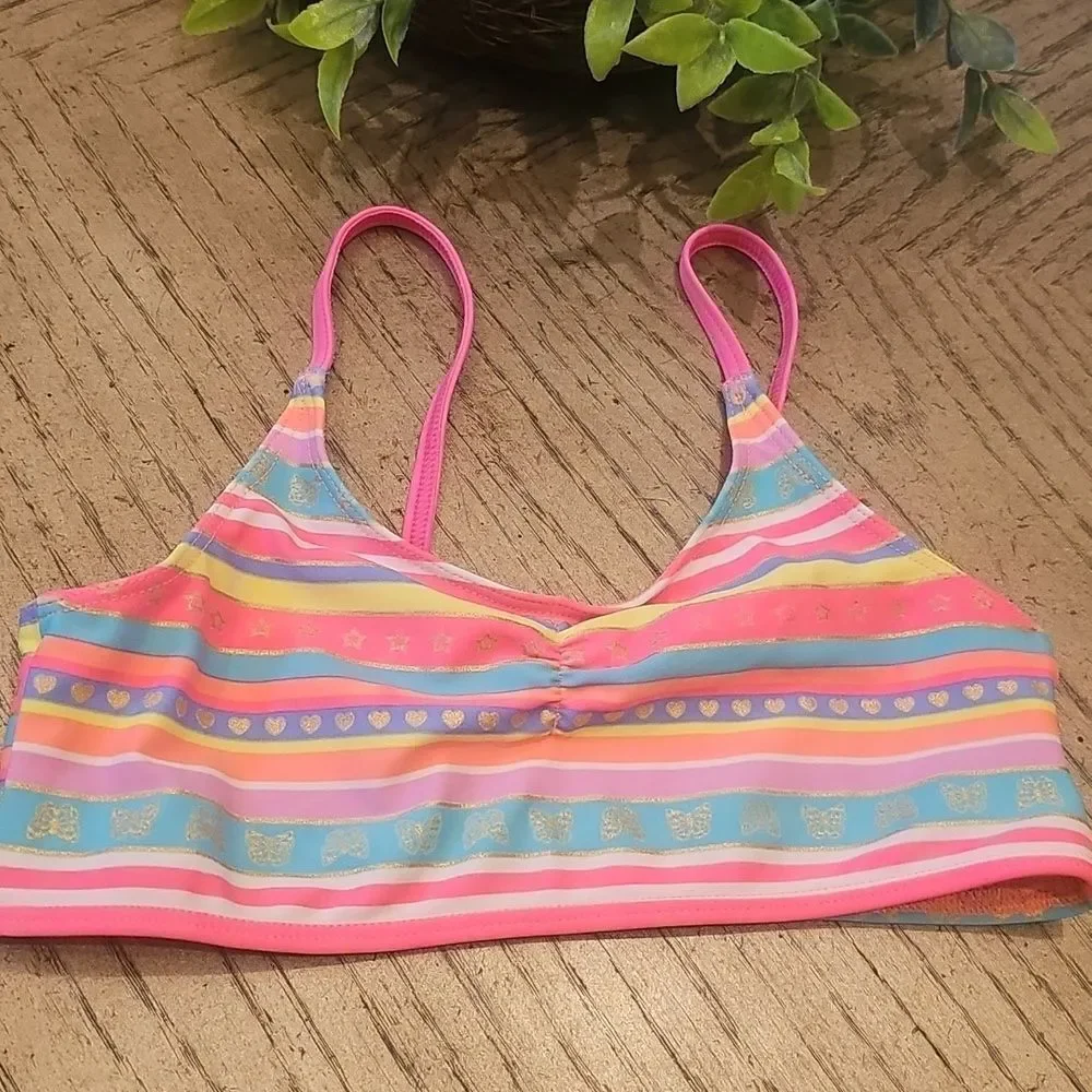 H&M Stripped Pink and Blue Bikini Top Size 6-8Y
